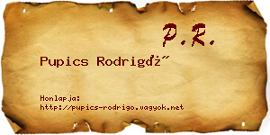 Pupics Rodrigó névjegykártya